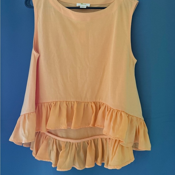 Anthropologie Maeve Light Orange Ruffle Hem Sleeveless Top - Size S - Picture 3 of 5